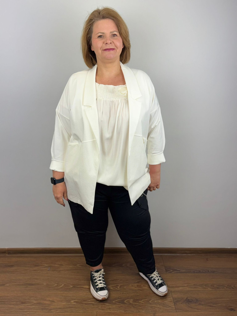 Żakiet/Narzutka bez zapinania - sweetissima - większe - 82425 - biały