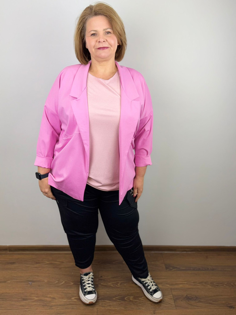 Żakiet/Narzutka bez zapinania - sweetissima - większe - 82425 - różowy