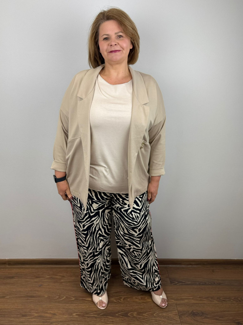 Żakiet/Narzutka bez zapinania - sweetissima - większe - 82425 - beżowy