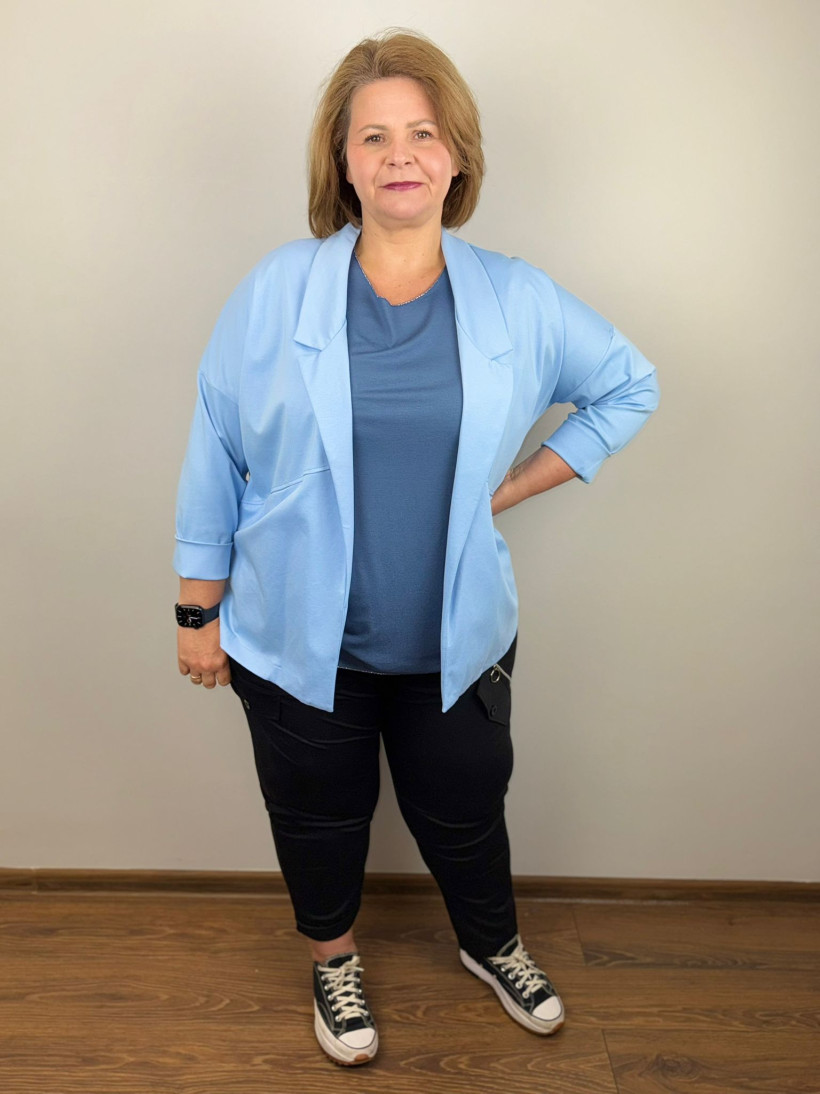 Żakiet/Narzutka bez zapinania - sweetissima - większe - 82425 - błekitny