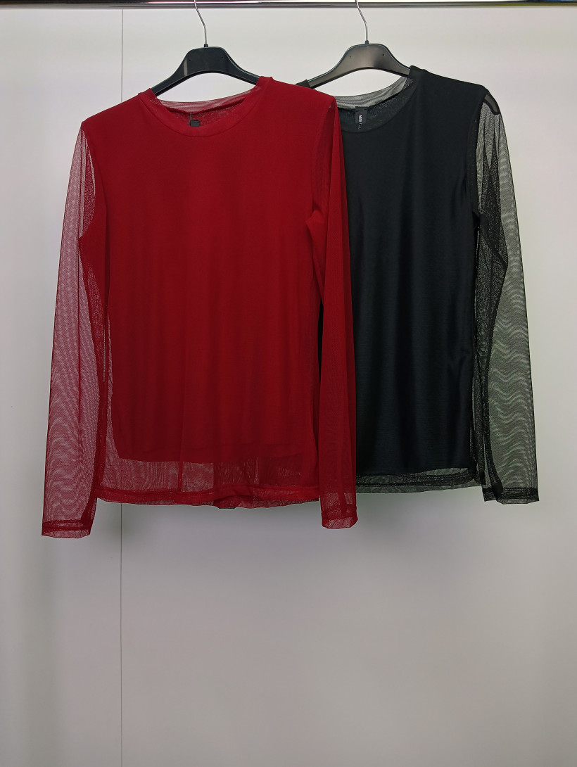 33120 Bluzka HZ Moda Gładka siatka