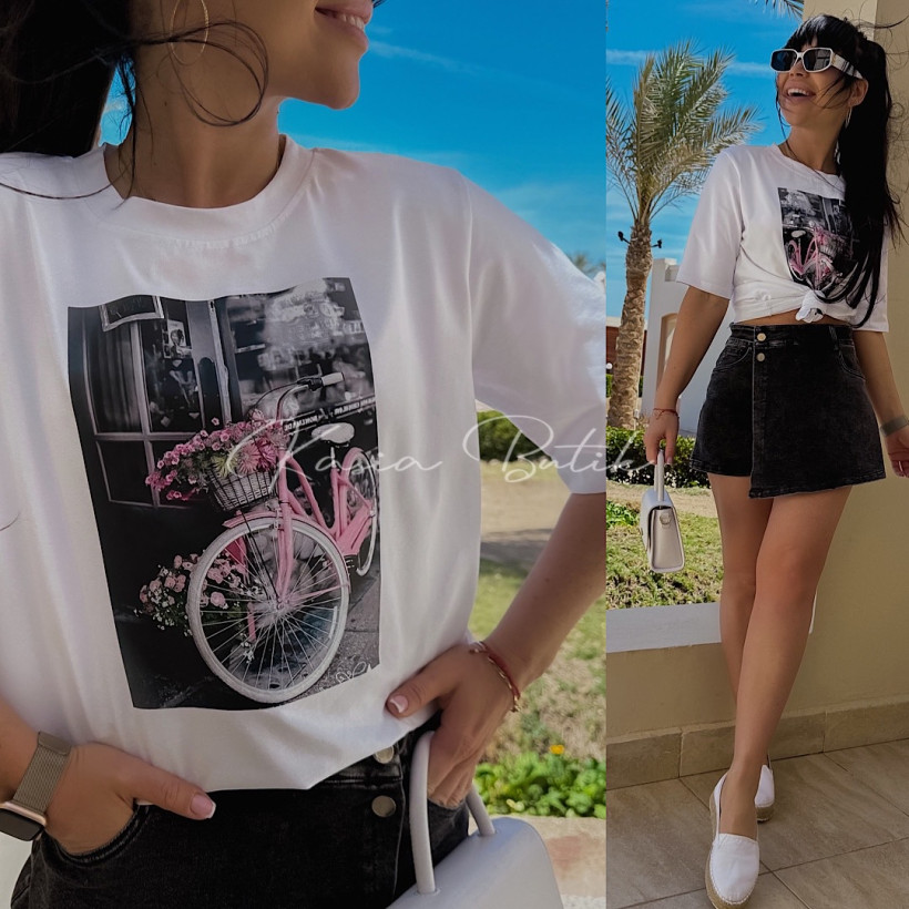 T-shirt Bocca City Bicycle Biały