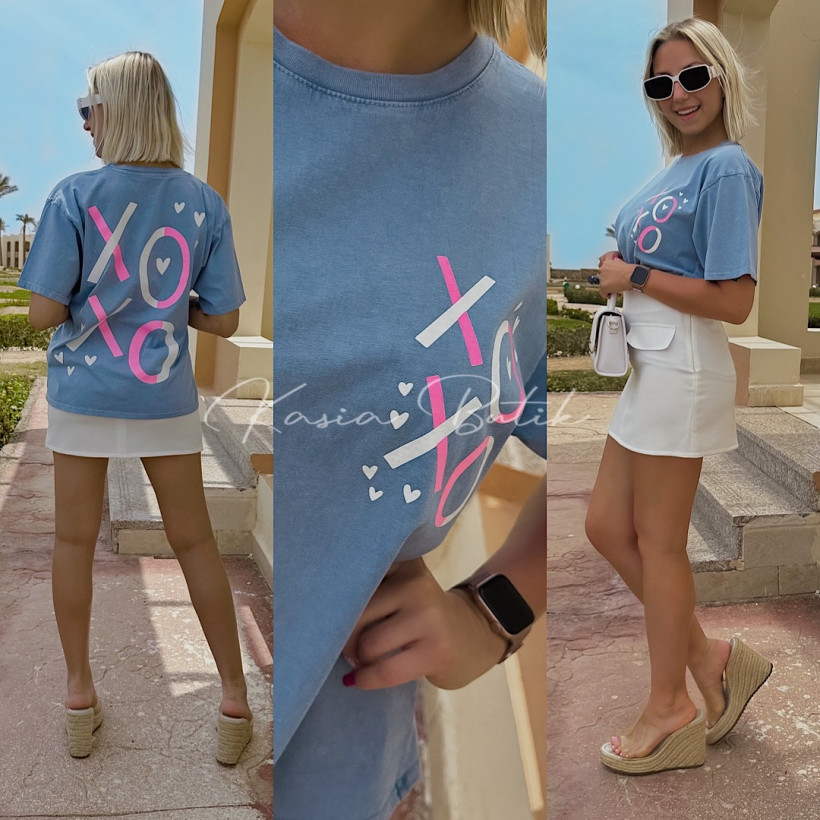 T-shirt Bawełniany XOXO Niebieski Jeans