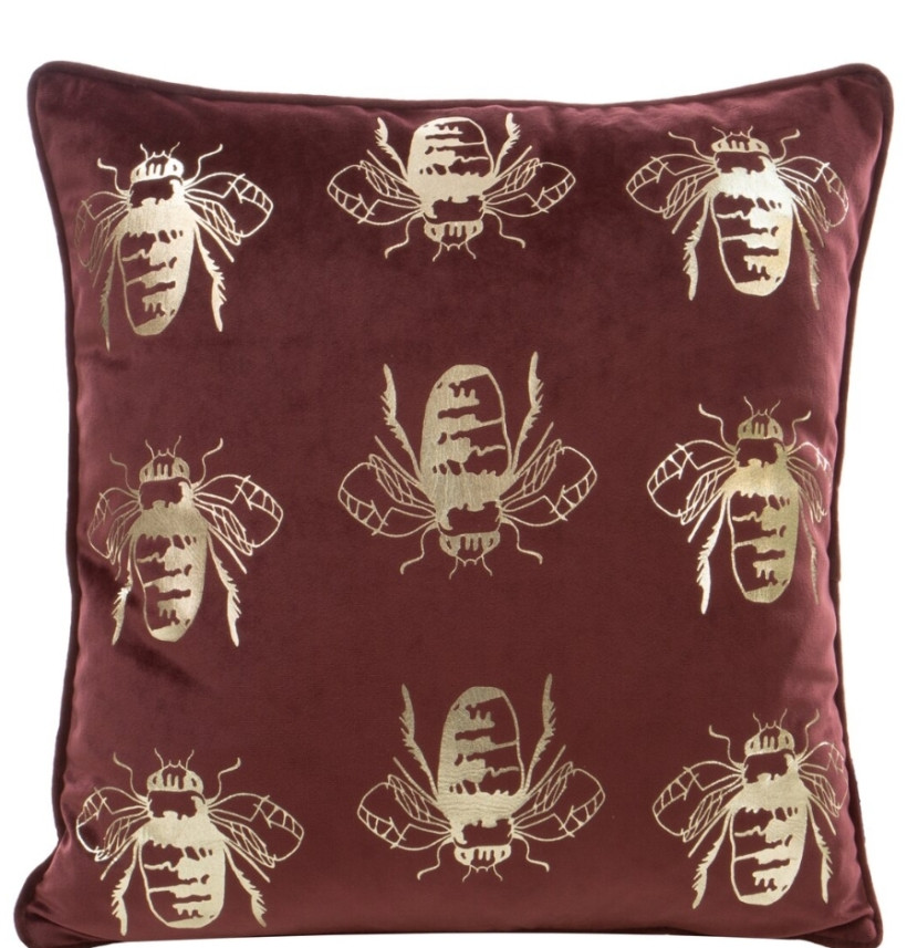 Poszewka welur 45x45 muchy bordo