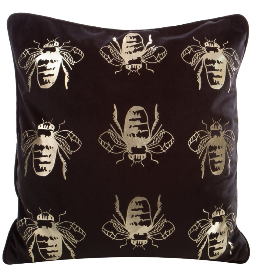 Poszewka welur 45x45cm muchy czarny