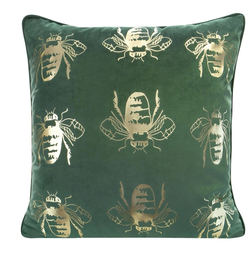 Poszewka welur 45x45cm muchy butelkowa zieleń