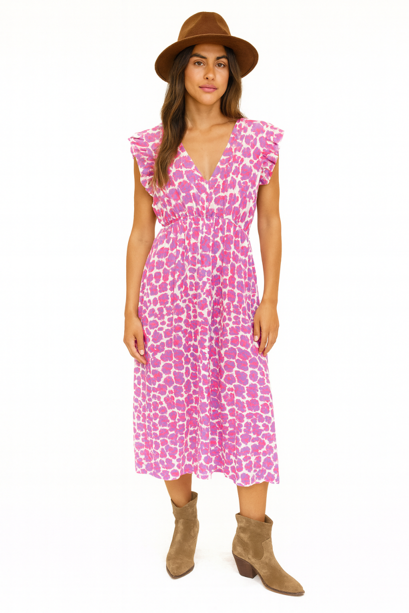 SUKIENKA PANTERKA RĘKAW FALBANKA