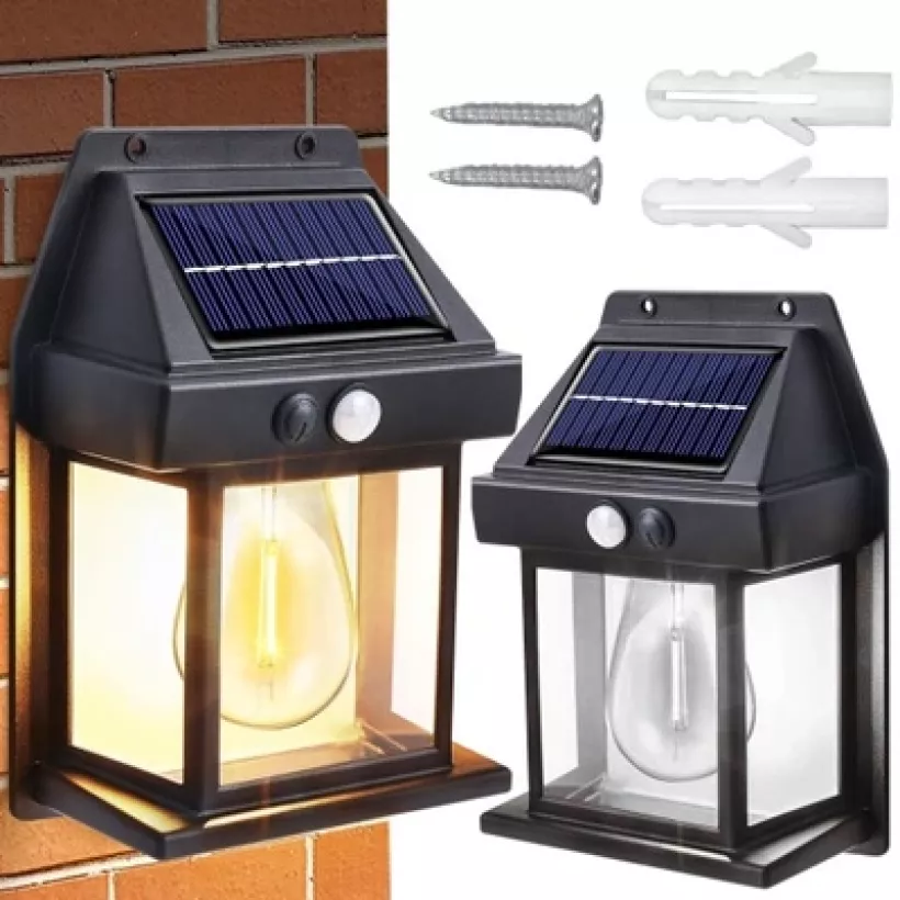 Lampa solarna kinkiet czarna