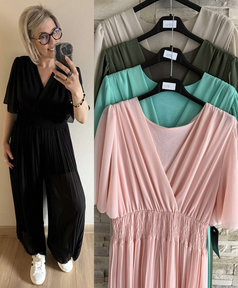 combi pantalon fluide plisse 