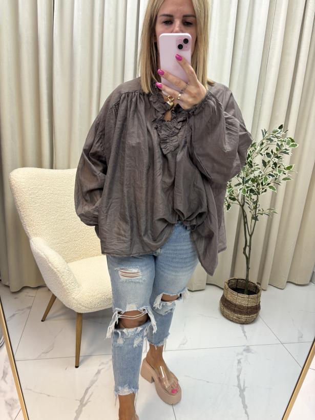 Koszula mumu falbana kołnierz