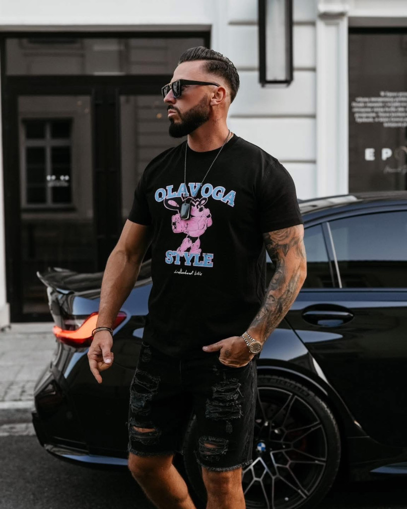 t-shirt męski COMPRE czarny