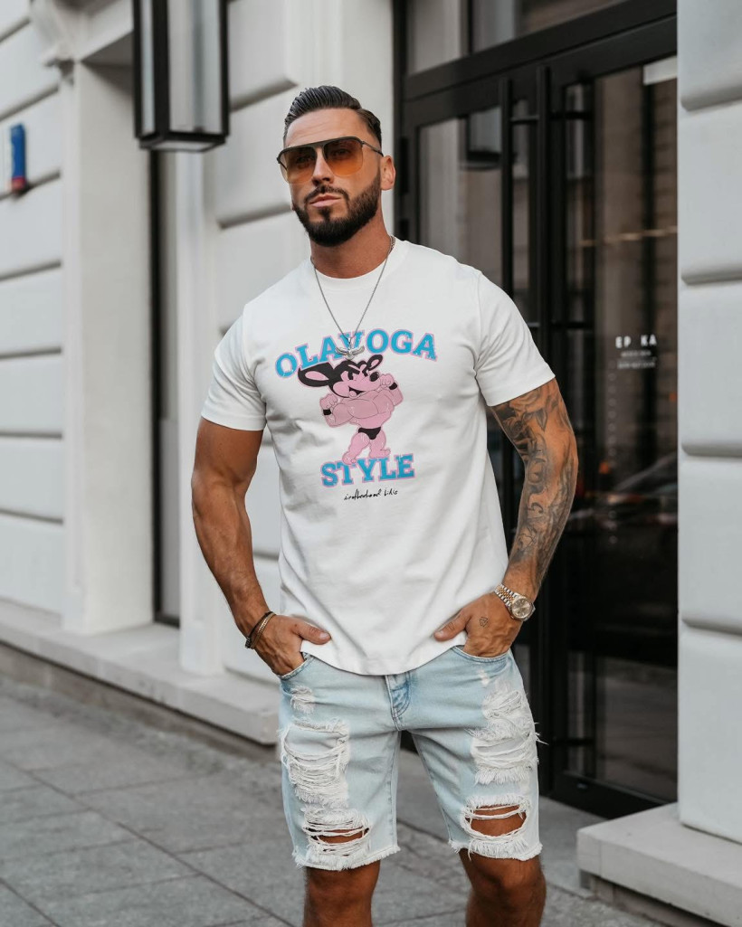t-shirt męski COMPRE ecru