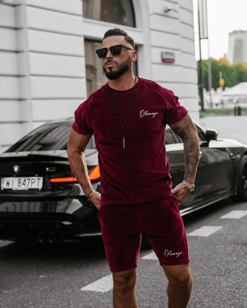 komplet męski NIGHT THREAD  bordo