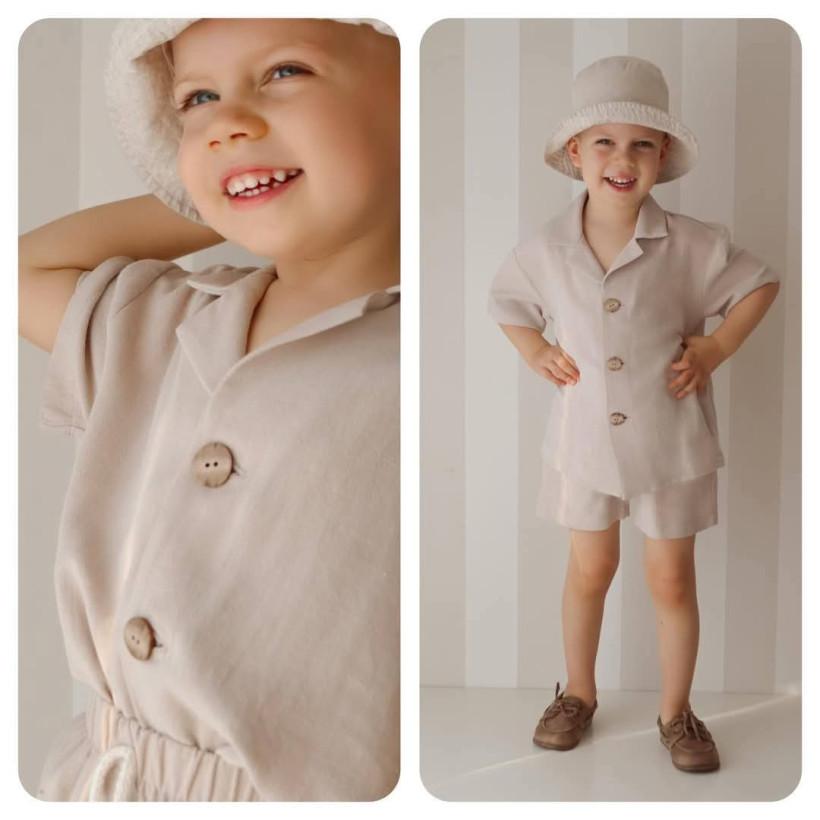 Komplet letni beż chłopiec Kaya