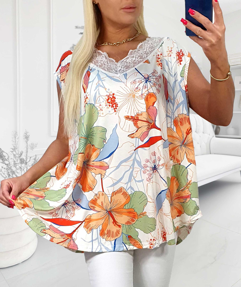 Top Plus Size Milly Hibiskus