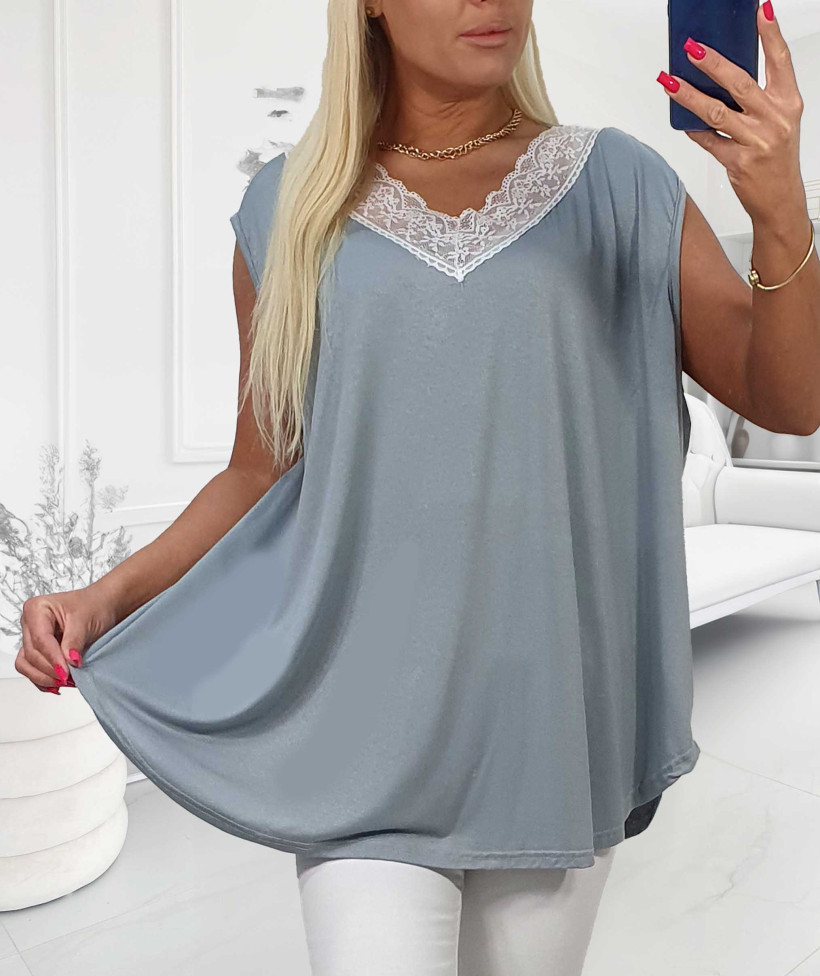 Top Plus Size Milly Koronka - szara