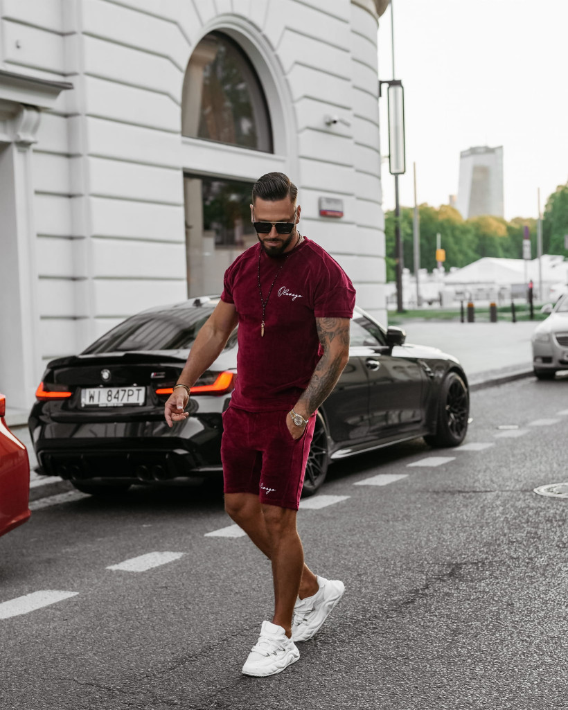 Welurowy komplet męski OLAVOGA NIGHT THREAD 2025 bordo