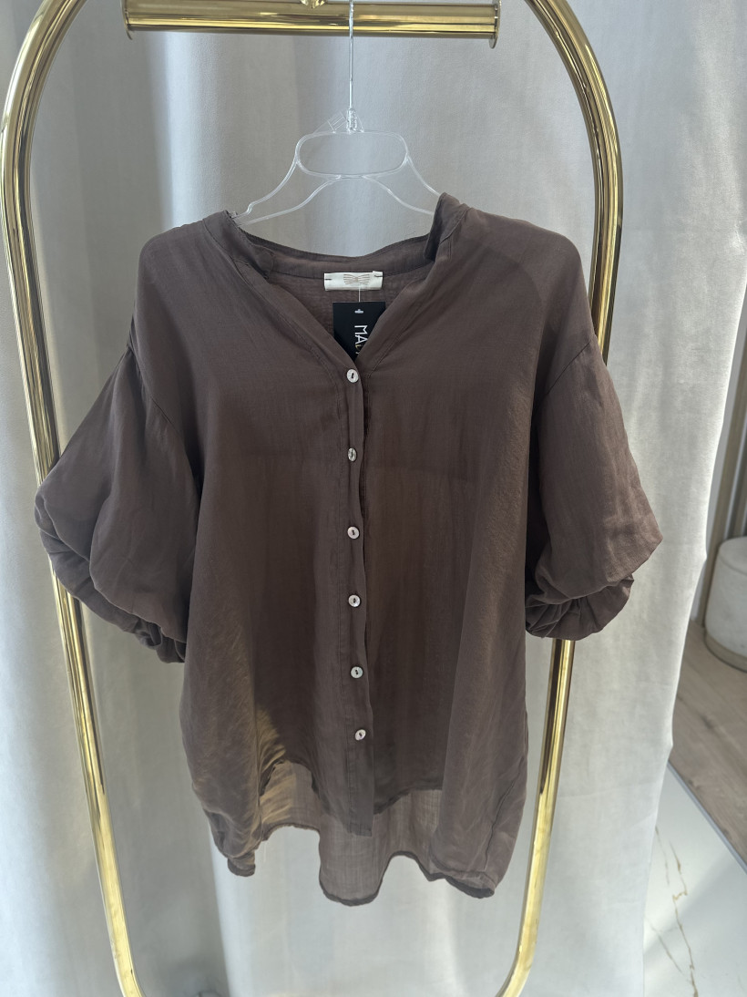 MIH KOSZULA CZEKOLADOWA BOHO PUFKI