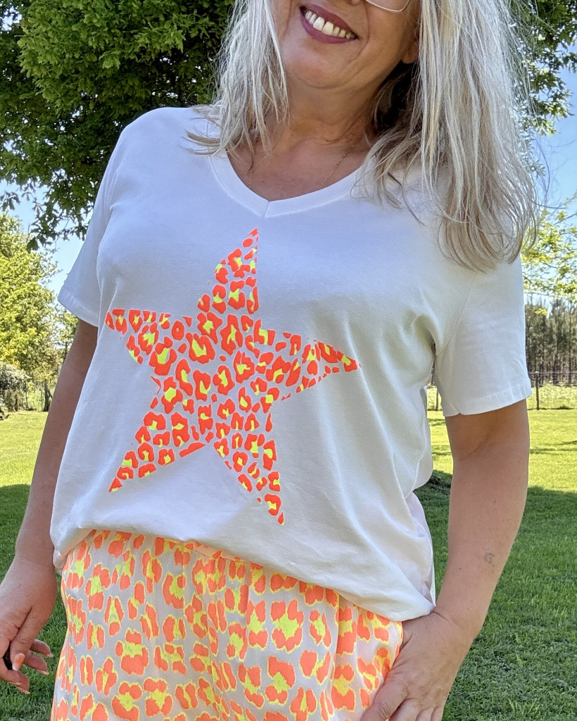 Réf 4401 T-Shirt étoile fluo 38 ➡️ 48