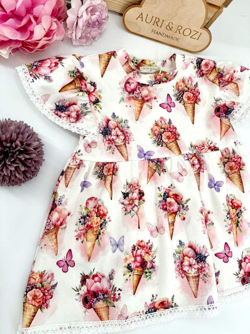 TUNIKA KWIATOWE LODY + SPINKA LILA AURI&ROZI