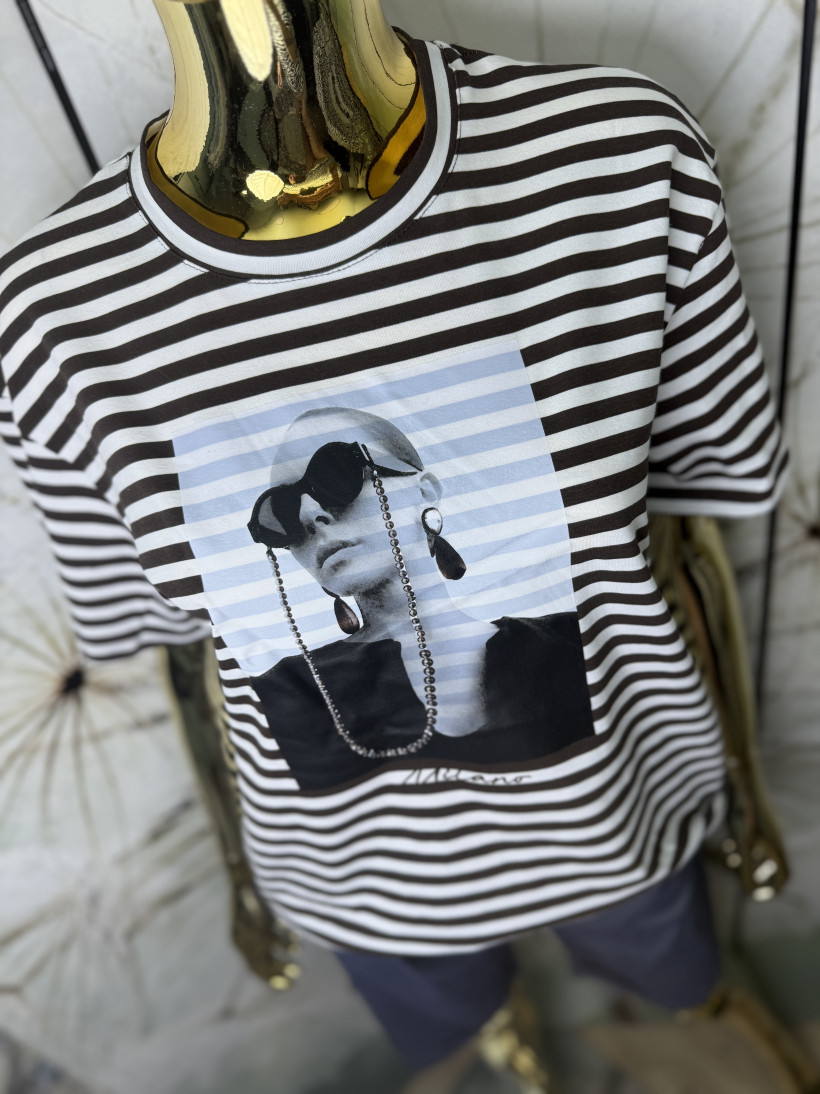 T-shirt prążek Perły NOODA