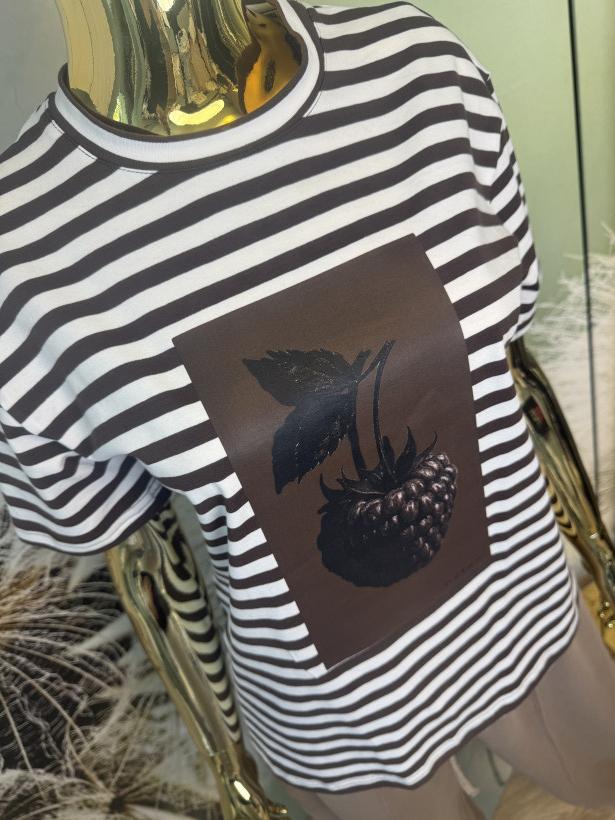 T-shirt prążek Limited Edition 3D malina NOODA