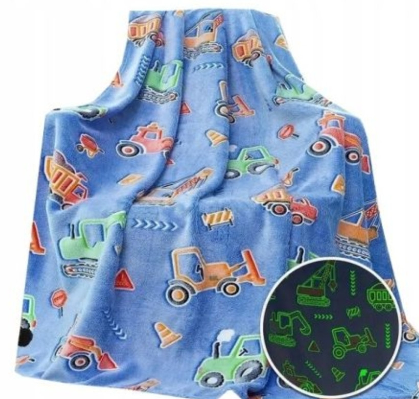 Koc świecący w ciemności 150x200cm koparki