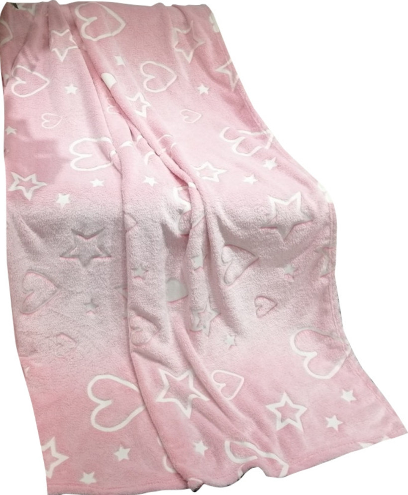 Koc świecący w ciemności 150x200cm serduszka