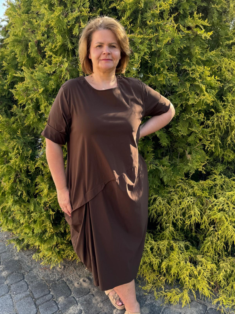 Itali - Sukienka jednokolorowa maxi - dv - 12096 - czekolada