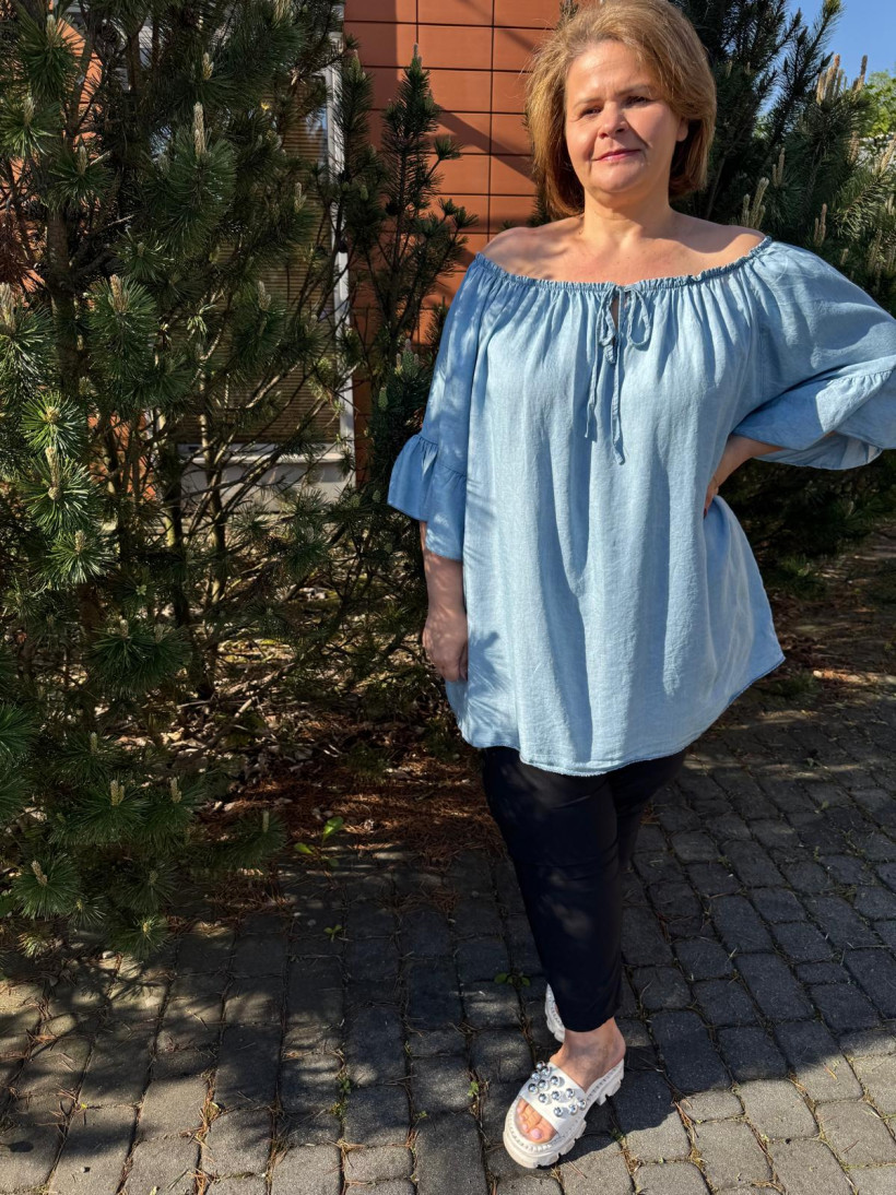 Italia - Tunika hiszpanka jednokolorowa - wł. - 661085 - jeans