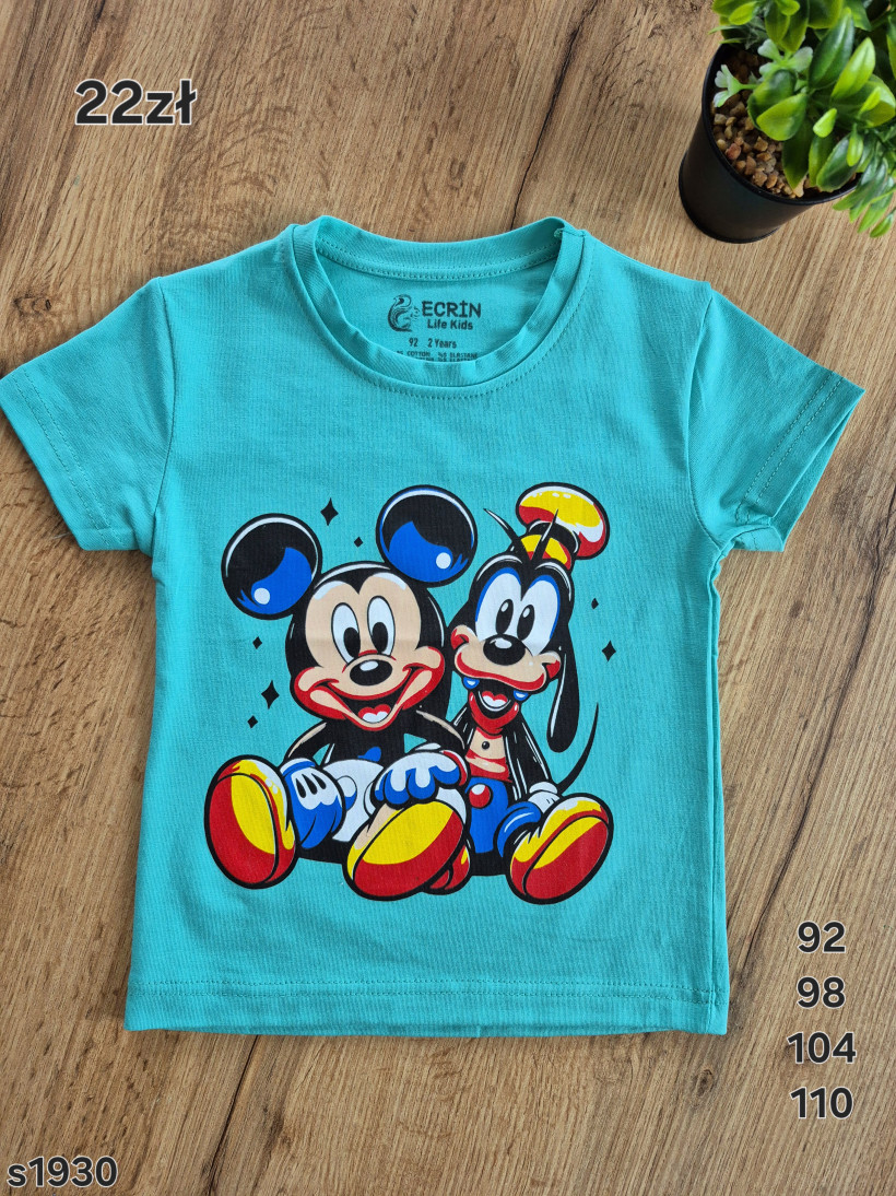 Koszulka miętowa Micky i Goofy
