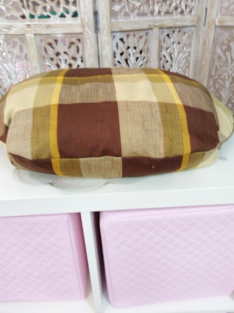  Coussin Coton Écossais Brun