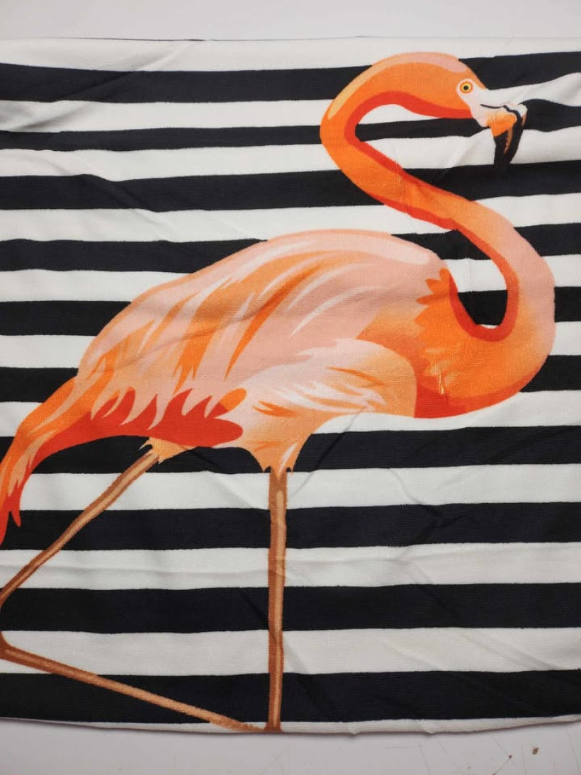 ręcznik plażowy 70x150 cm flaming czarne paski