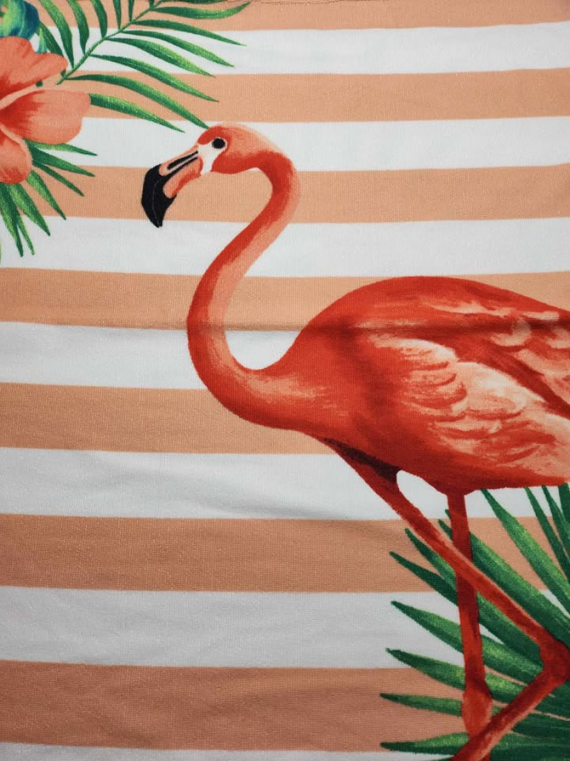 ręcznik plażowy 70x150 cm flaming różowe paski