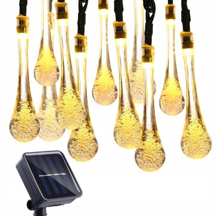 Sopelki girlanda solarna – 20 LED, ciepłe światło, dekoracyjne lampki ogrodowe na słońce