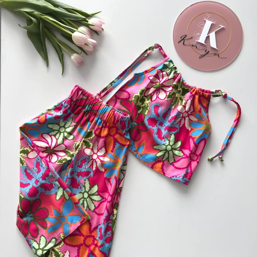 KOMPLET BOHO BLUZKA + SZEROKIE SPODNIE WISKOZA KAYA