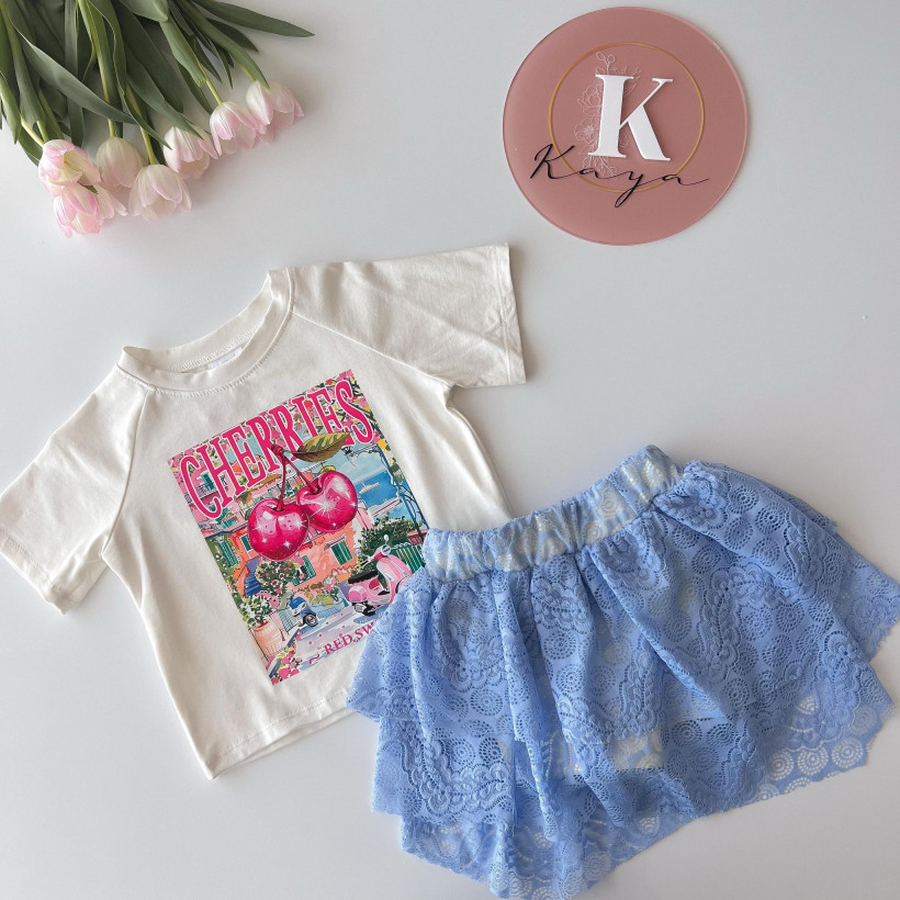 Spódniczko-spodenki koronka Kaya błękit