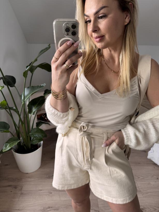 SPODENKI BEIGE WIĄZANIE 