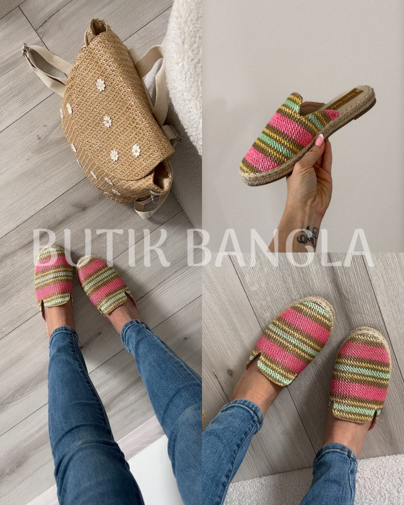 Klapki boho fuksja 5088