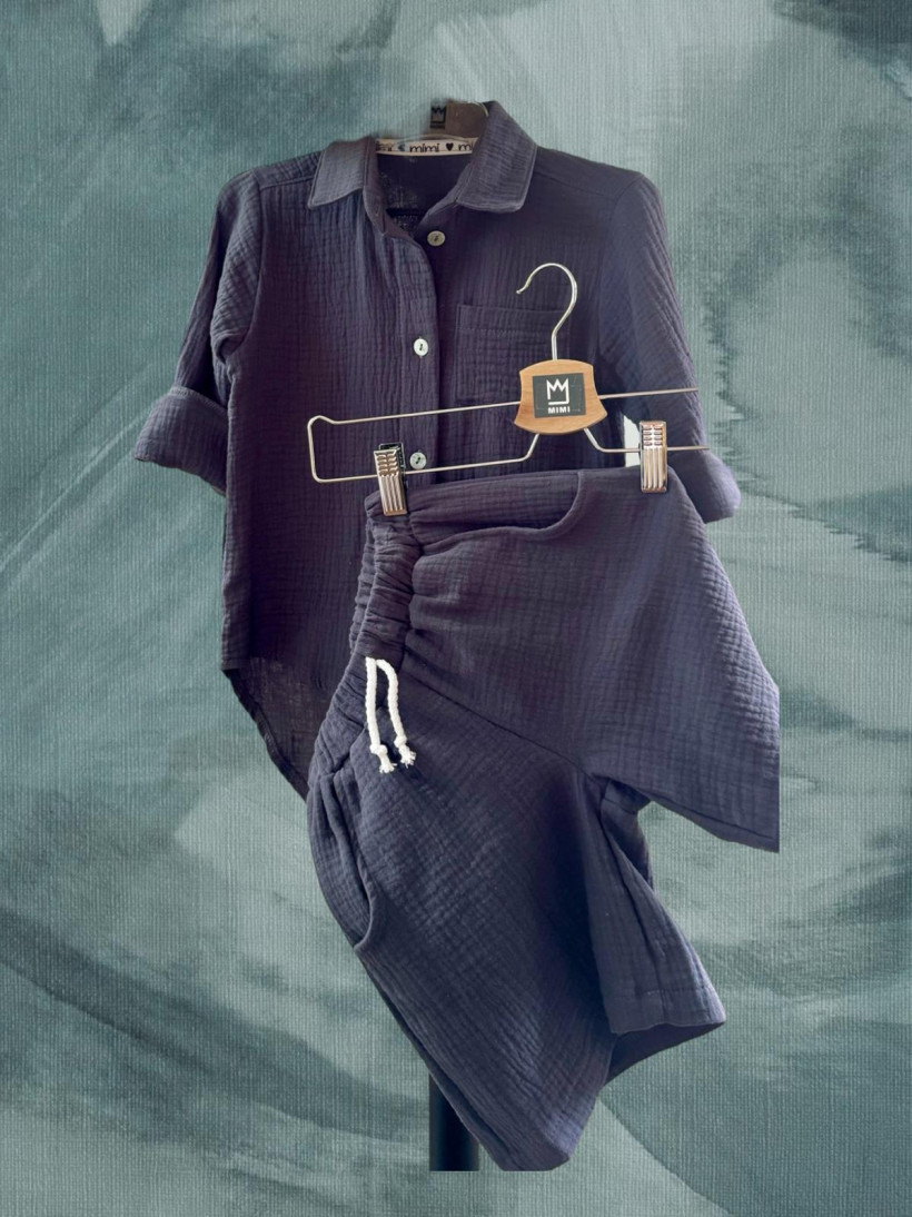 KOMPLET MUŚLIN GRAFIT MIMI