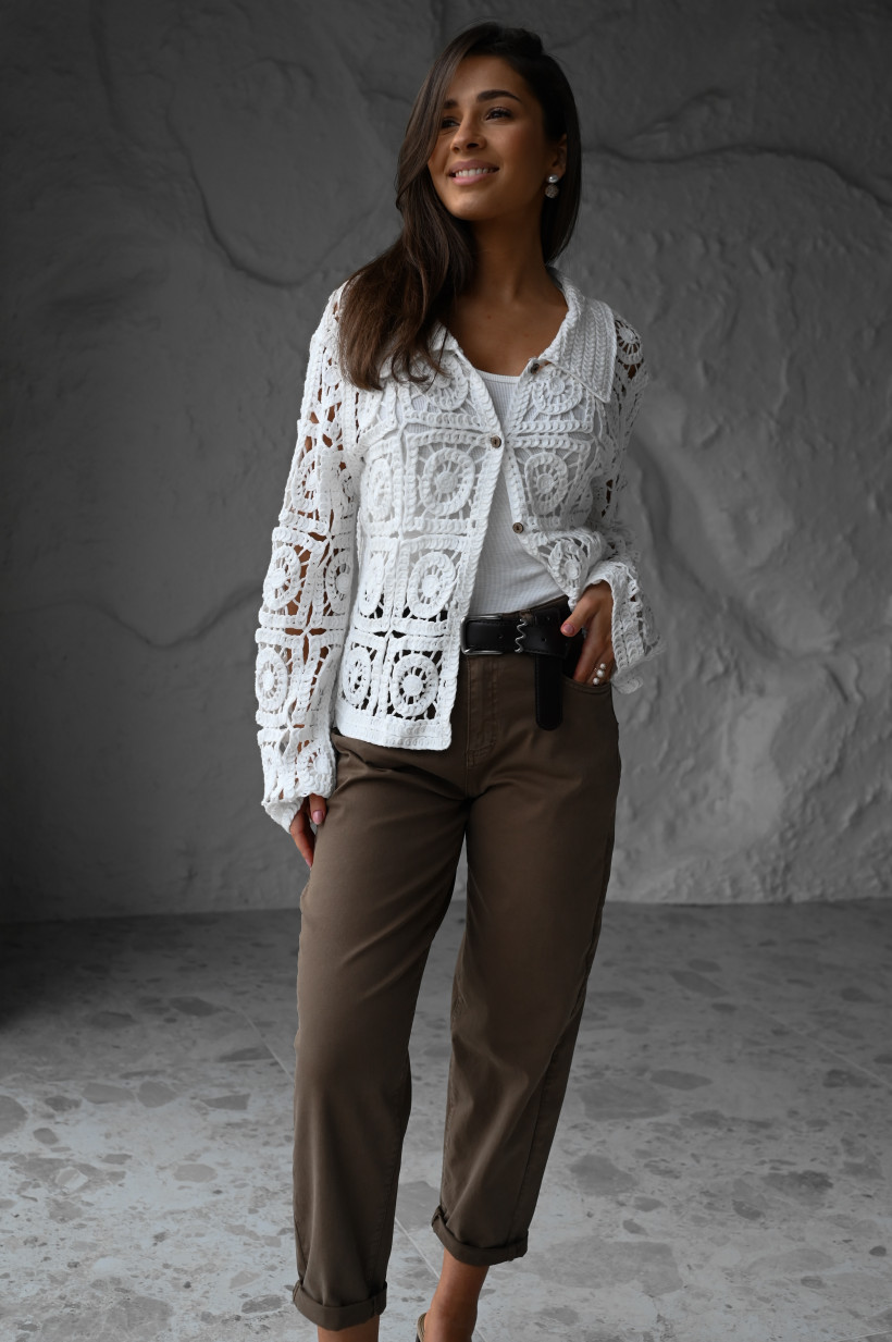 SPODNIE BRYCZESY Z PASKIEM KAWA