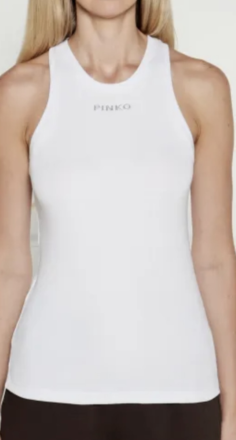 Top Pinko Distinto Canottiera 100822 A22X biały srebrne logo