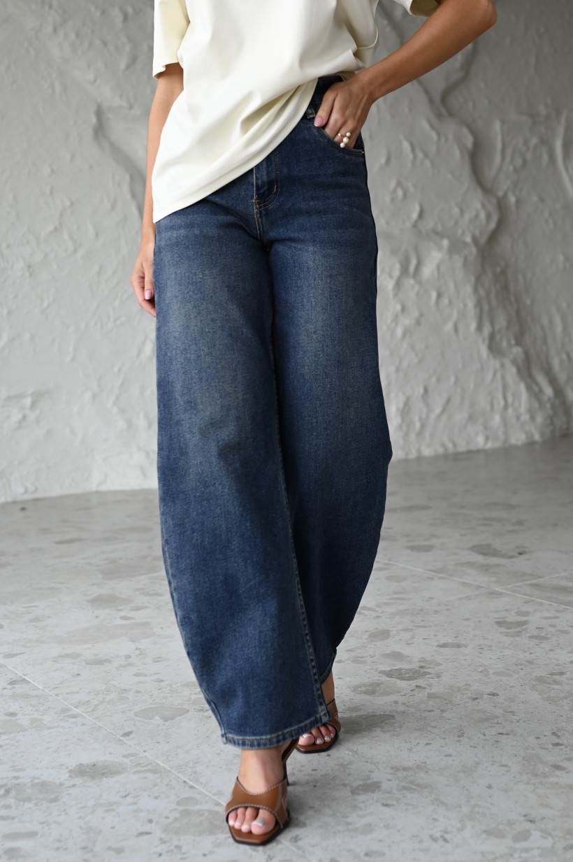 SPODNIE CIEMNY JEANS BALLOON