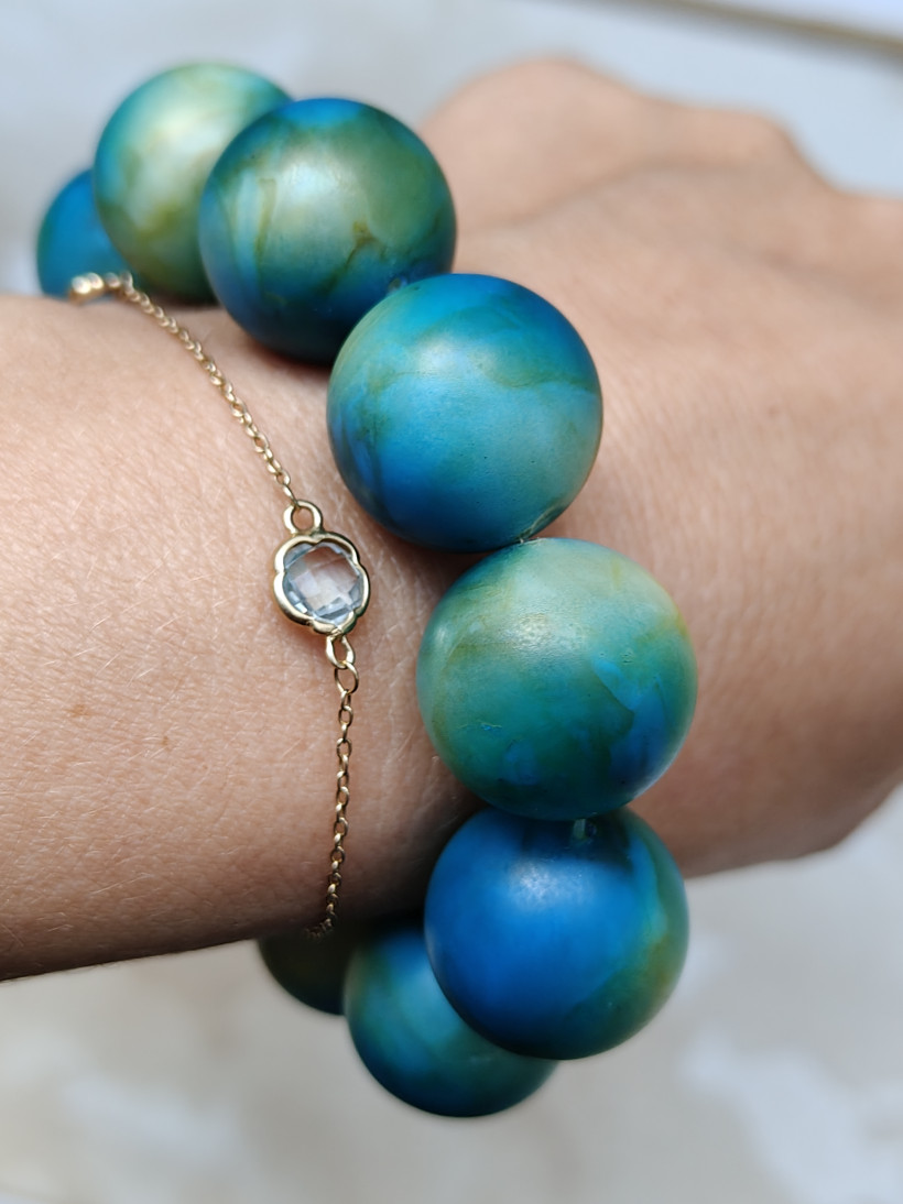 Matowa laguna bransoletka bursztyn niebieski B745