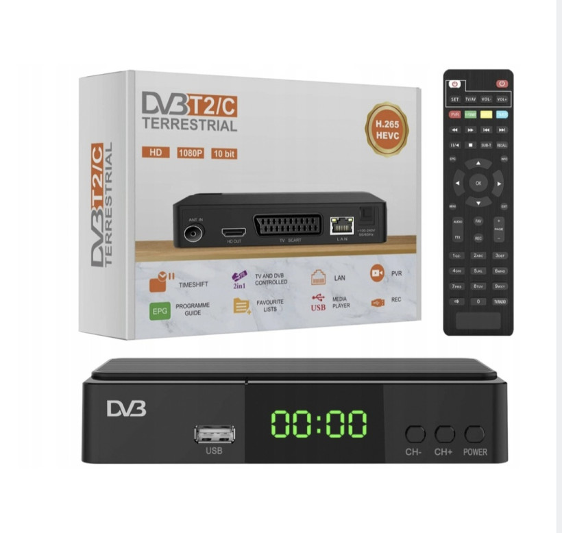 D20 Tuner dekoder TV DVB-T2 H.265 HEVC HDMI Recorder 