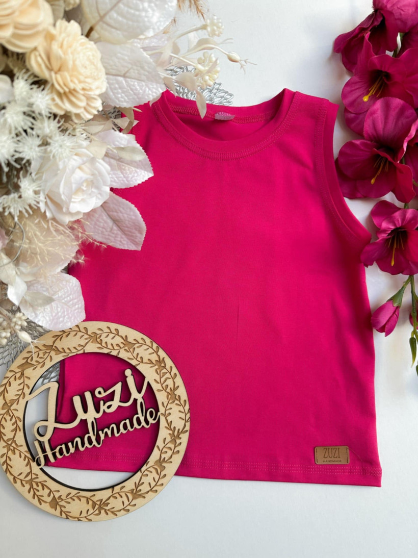 BLUZKA RAMIĄCZKA GŁADKA FUKSJA ZUZI