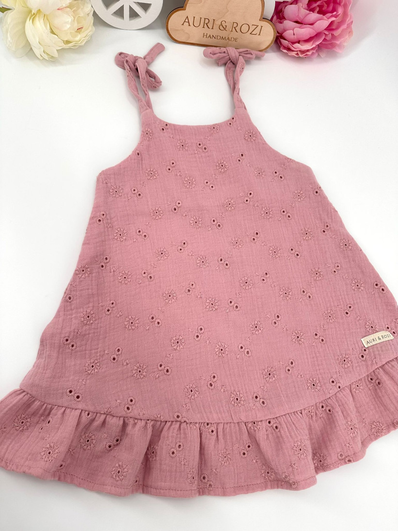 SUKIENKA MUŚLIN HAFTOWANY RÓŻOWA AURI&ROZI