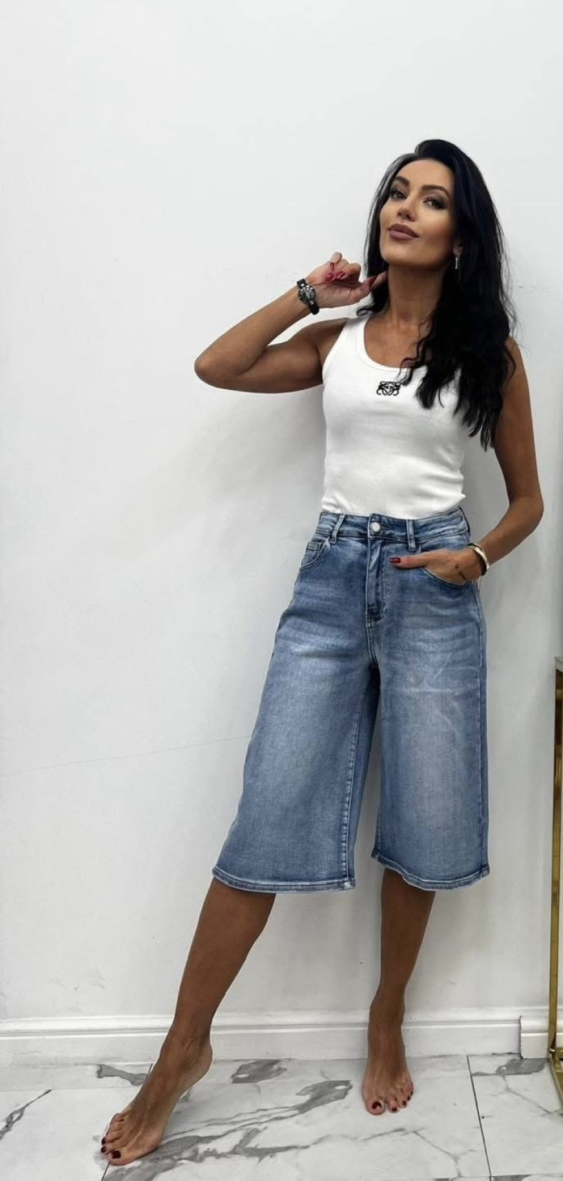 Bermudy jeansowe jasny jeans