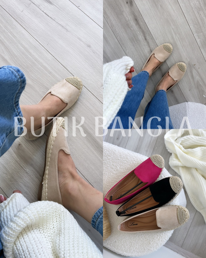 Baleriny boho beżowe