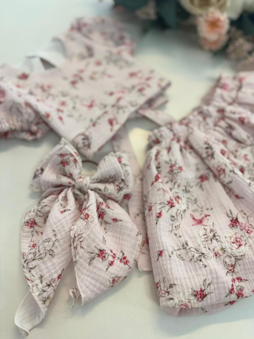 GUMKA Z KOKARDĄ MUŚLIN KWIATY MAKBA